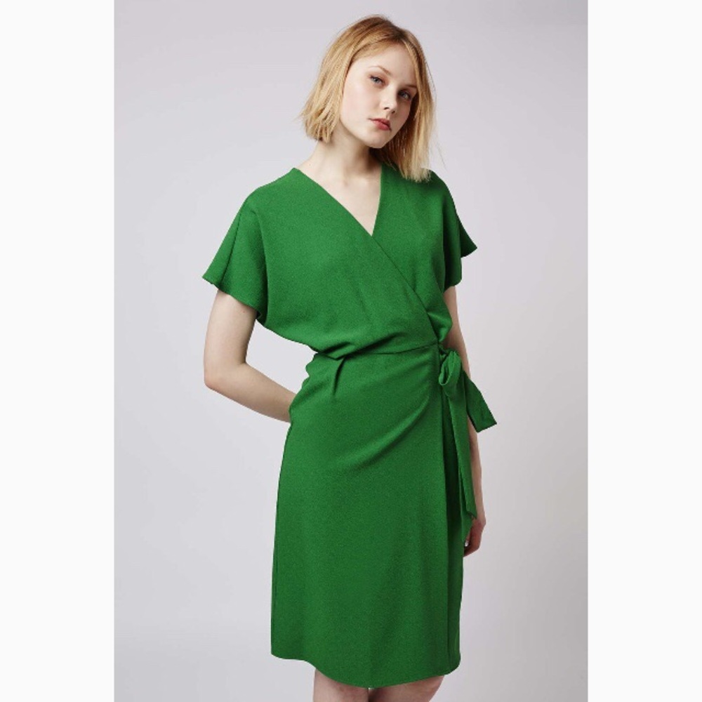 Topshop wrap dress green